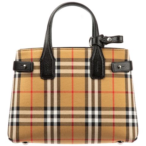 burberry baby belted check satchel bag black|farfetch burberry handbags.